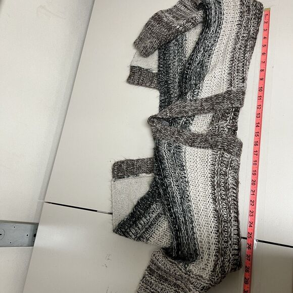 Wooden Ships Lagenlook Cardigan S/M Chunky Knit Striped Mohair Wool Open Front - Picture 10 of 13